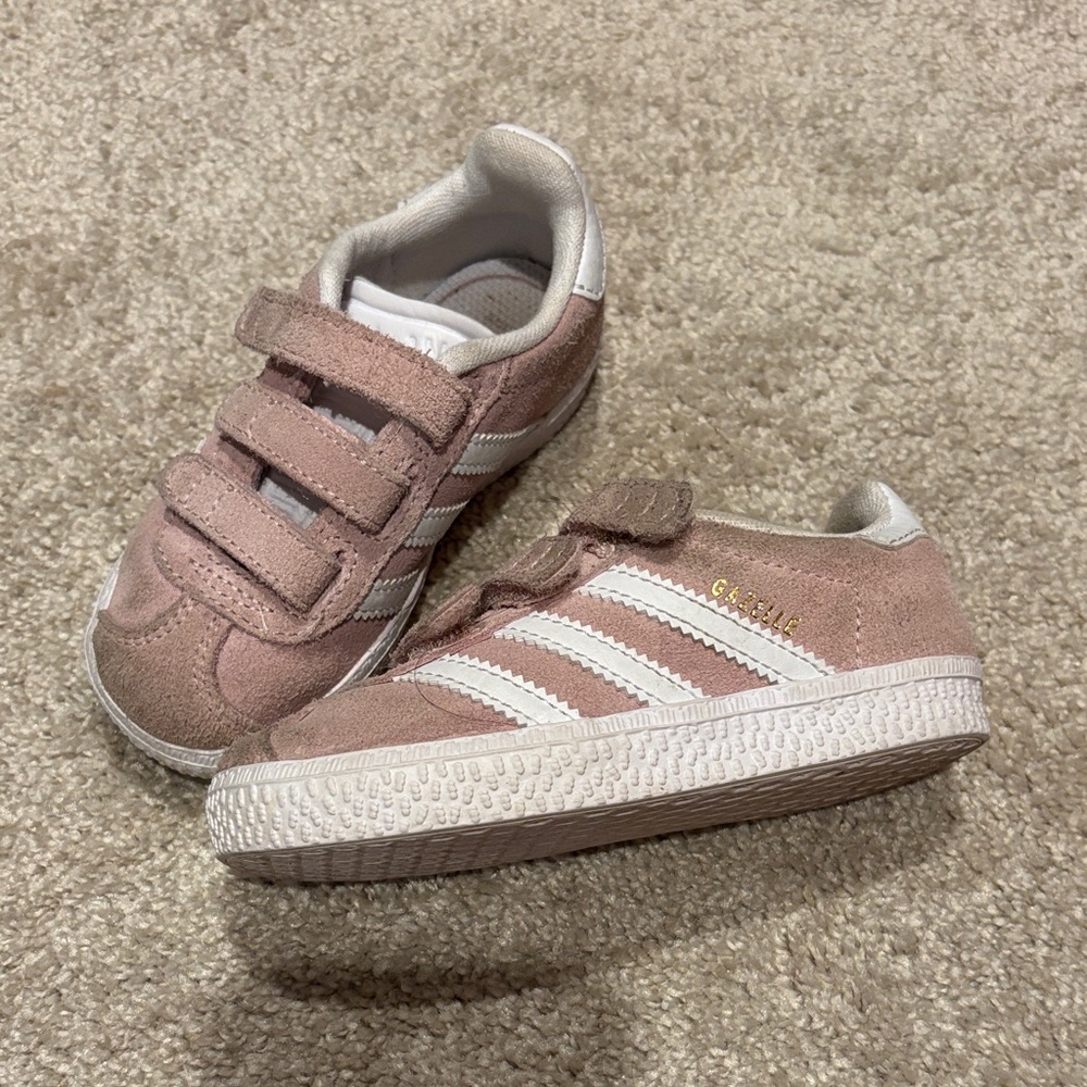 Adidas Kids Gazelle Pink and White Sneakers Size 8